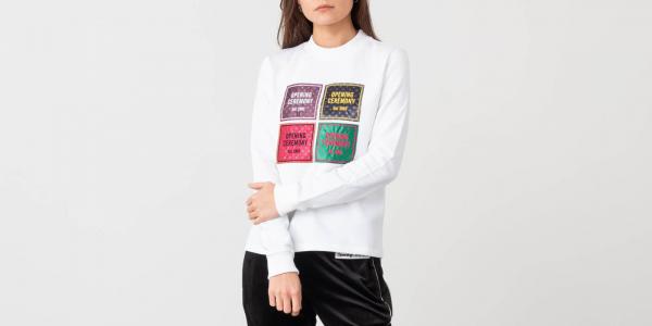 Opening Ceremony Medallion Patchwork Sweatshirt White