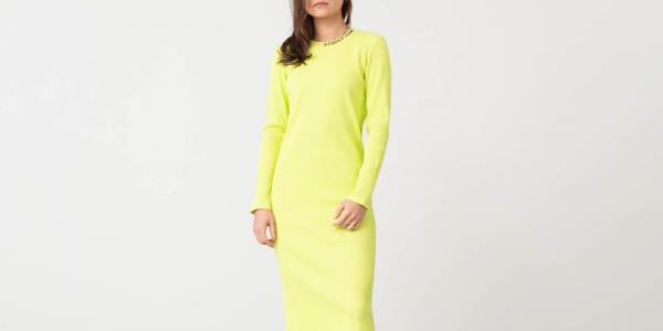 Stüssy Temple Rib Lonsleeve Dress Safety Yellow
