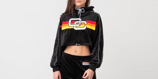 Opening Ceremony Velour Crop Hoodie Black Multi