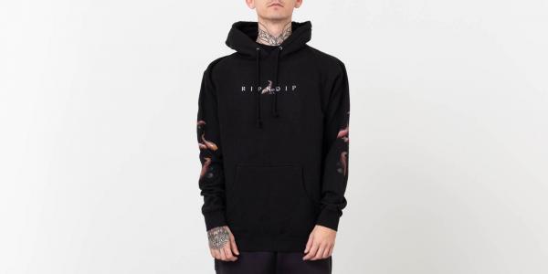 RIPNDIP Mother Fish Baby Pullover Hoodie Black