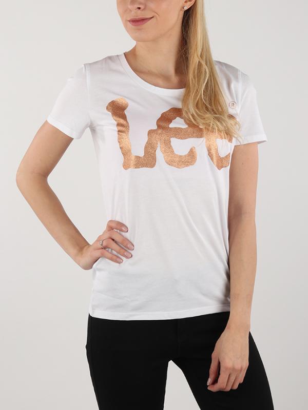 Tričko Lee Glitter Logo T Cloud Dancer Bílá