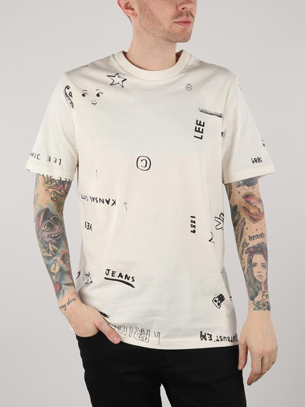 Tričko Lee Graphic Tee Turtledove Bílá