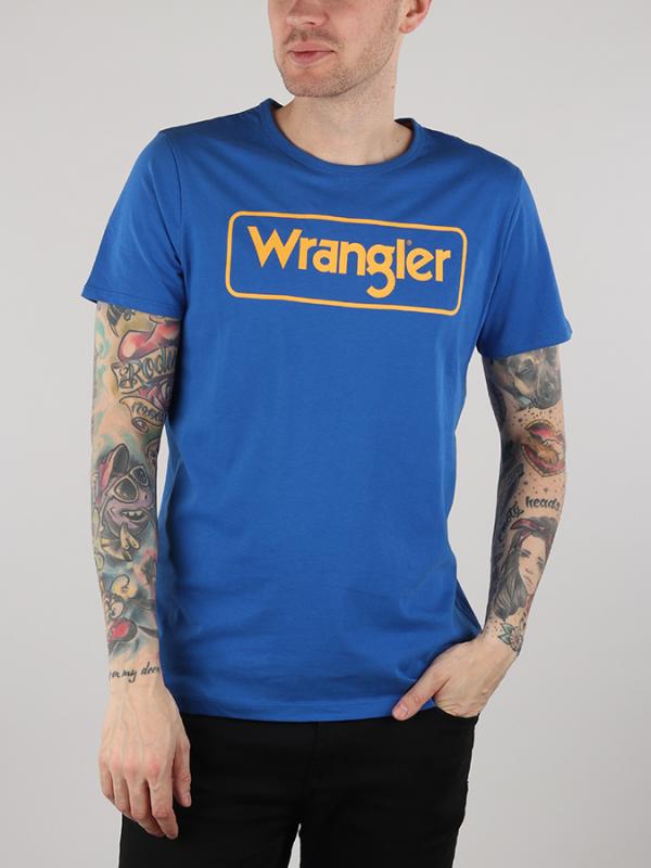 Tričko Wrangler B&Y Logo Tee Nautical Blue Modrá