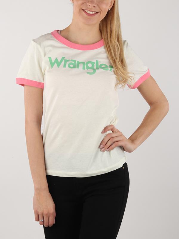 Tričko Wrangler Retro Kabel Tee Ethereal Yellow Bílá