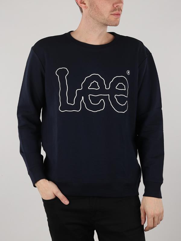 Mikina Lee Outline Logo Sws Navy Drop Modrá