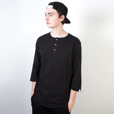 Jednobarevná Marshal Apparel Henley Mid Sleeve black