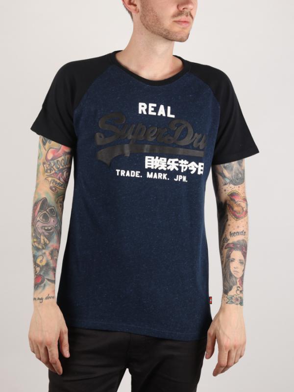 Tričko Superdry Vintage Logo Raglan Tee Modrá