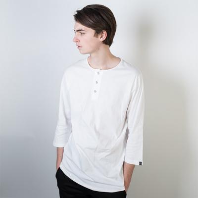 Jednobarevná Marshal Apparel Henley Mid Sleeve White
