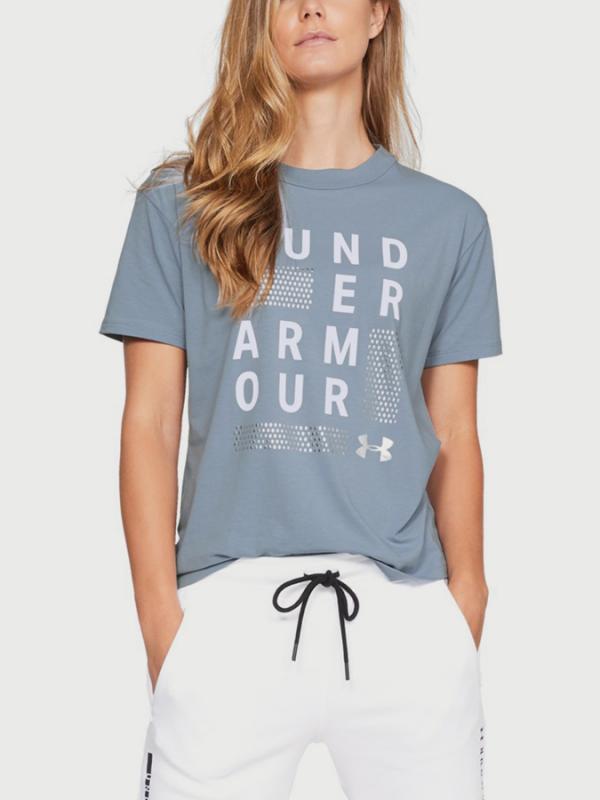 Tričko Under Armour Graphic Sqre Logo Girlfriend Crew Modrá