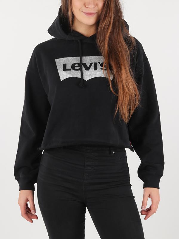 Mikina LEVI\'S Graphic Raw Cut Hoodie Černá