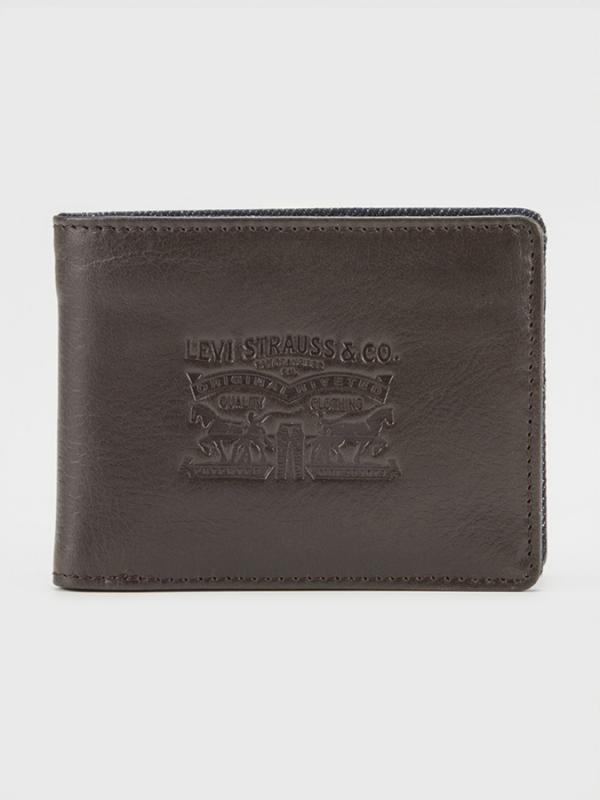 Peněženka LEVI'S Denim/Leather Bifold With Coin Hnědá
