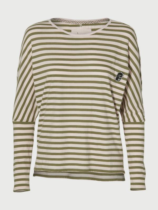 Tričko O´Neill LW Ess Striped L/S T-Shirt Zelená