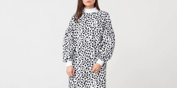Lazy Oaf Spotty Zip Sweater Dress White/ Black