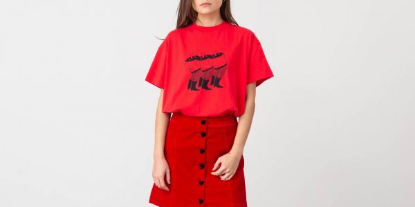 Lazy Oaf Happy Legs Oversize Tee Red