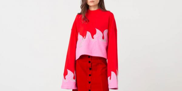 Lazy Oaf On Fire Sweatshirt Pink/ Red
