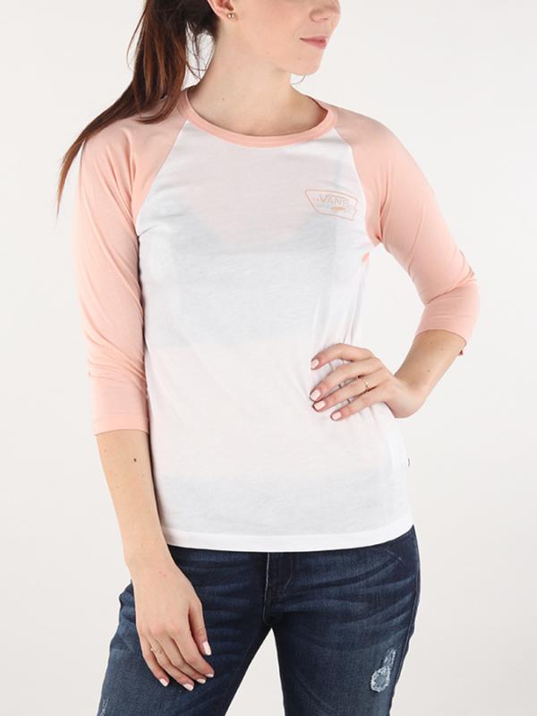 Tričko Vans WM Full Patch Raglan White/Rose Bílá