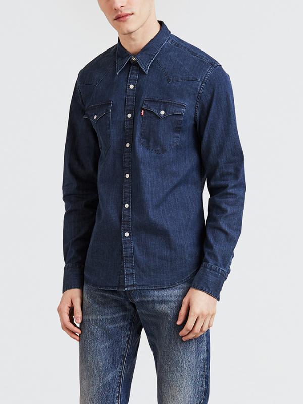 Košile LEVI'S Barstow Western Mid Indigo Stretch Modrá