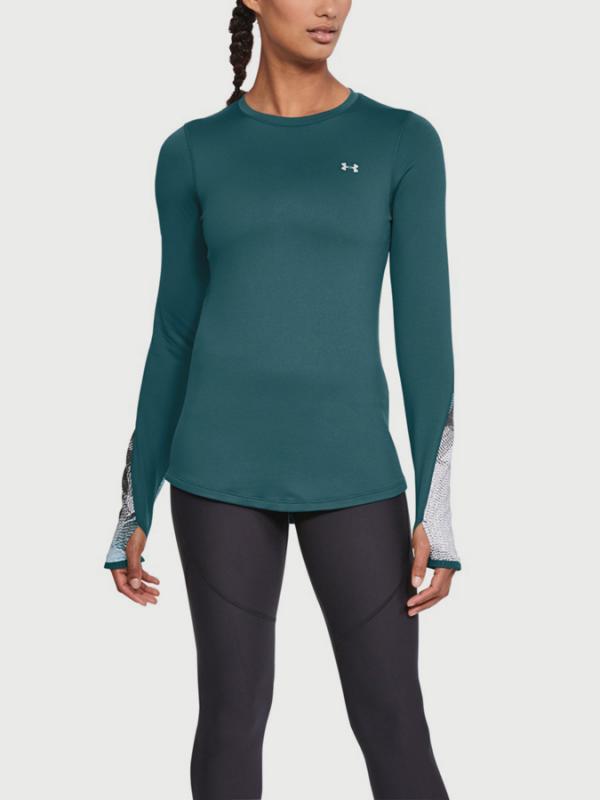 Tričko Under Armour Coldgear Printed Crew Zelená