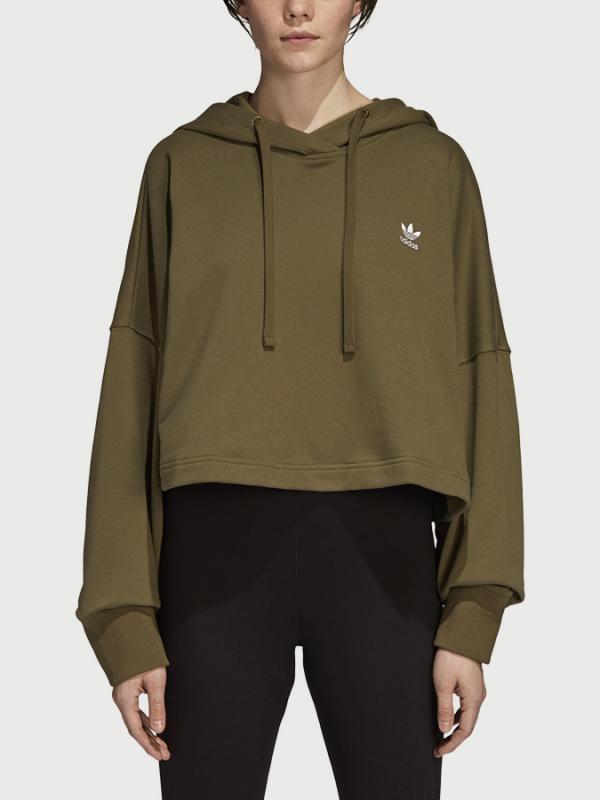 Mikina adidas Originals Sc CroPPed Hood Hnědá