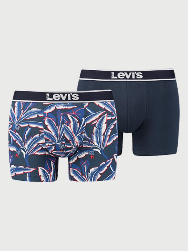Boxerky LEVI'S 200Sf Hawaiian Leaf Boxer Brief 2 Pack Modrá