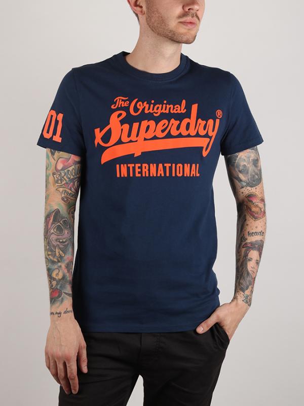 Tričko Superdry 100 Club Tee Modrá