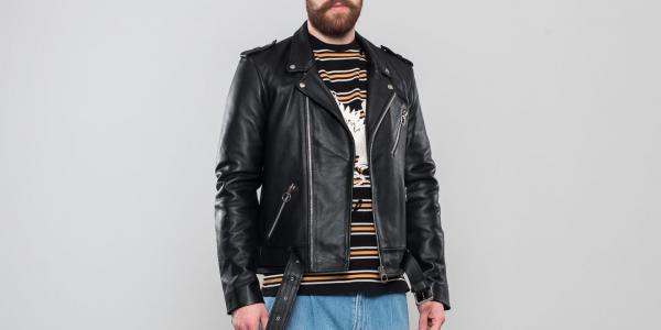 Soulland Richenback Heavy Leather Biker Jacket Black