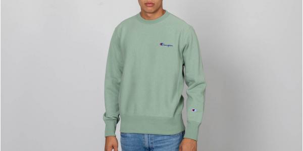 Champion Reverse Weave Script Logo Crewneck Sweatshirt Pale Green