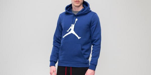 Jordan Jumpman Air FLight Fleece Pullover Hoodie Deep Royal Blue/ White