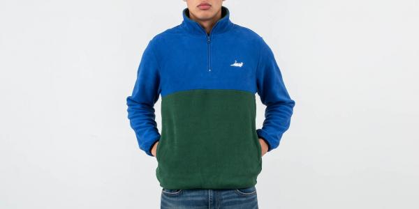 RIPNDIP Castanza Fleece Half Zip Crew Neck Navy/ Hunter Green