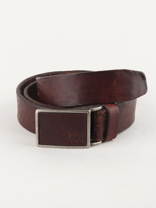 Pásek Lee Square Buckle Belt Dark Brown Hnědá
