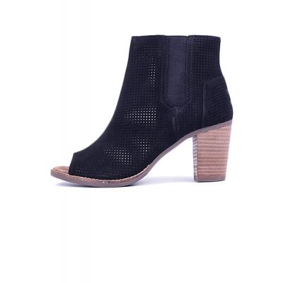 Boty Toms Majorca Peep Toe Boot black suede perforated