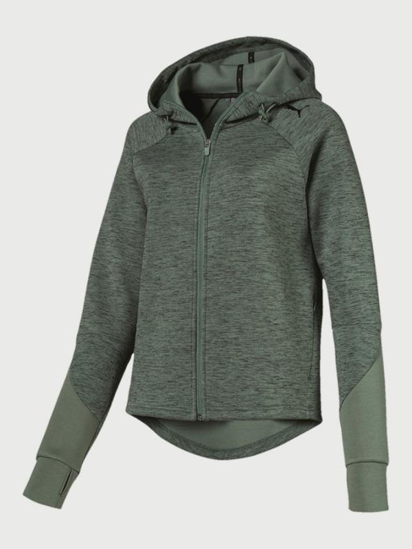 Mikina Puma EVOSTRIPE FZ Hoody Zelená