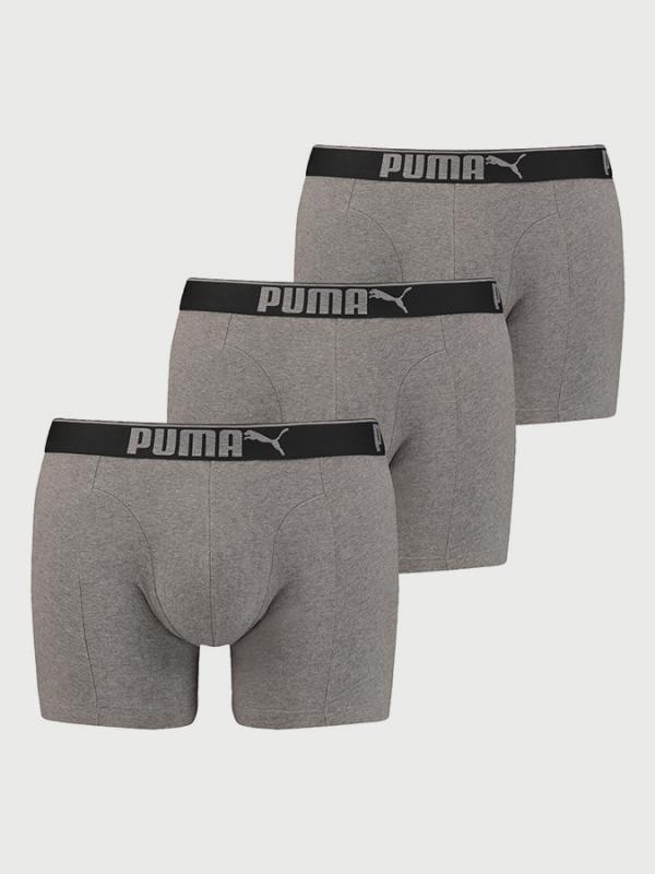 Boxerky Puma Lifestyle Sueded Cotton Boxer 3 Pack Box Šedá