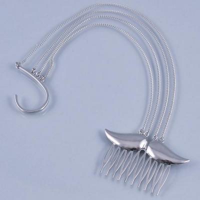 Naušnice Timi Moustache Hair Comb & Earring silver finishing