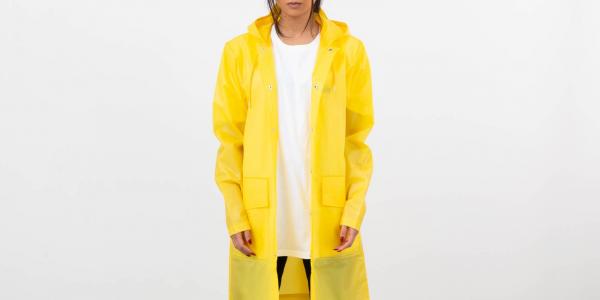 Rains Hooded Coat Foggy Yellow