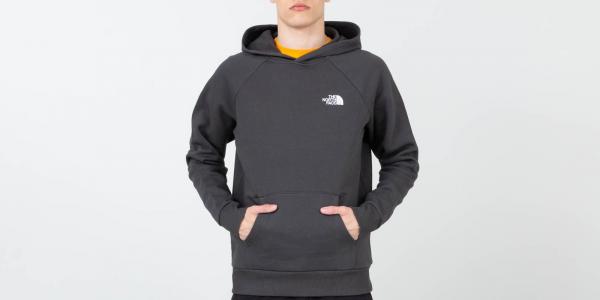 The North Face Raglan Red Box Hoodie Asphalt Grey/ Zinnia Orange