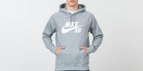 Nike SB Icon Hoodie Dark Grey Heather/ White
