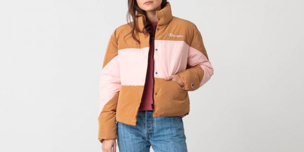 Champion Cropped Oversized Jacket Brown/ Pink