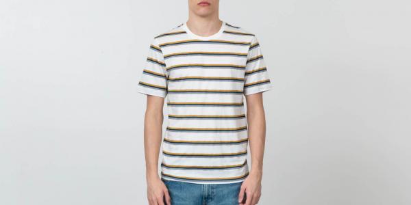 SELECTED Howard O-Neck Tee Egret/ Honey/ Navy