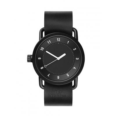 Hodinky TID Watches No.1. Black + Black Leather Black + Black Leather
