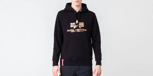 Alpha Industries Basic Hoodie Black/ Gold