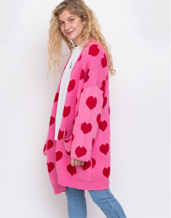 Lazy Oaf All My Heart Long Cardigan Pink L