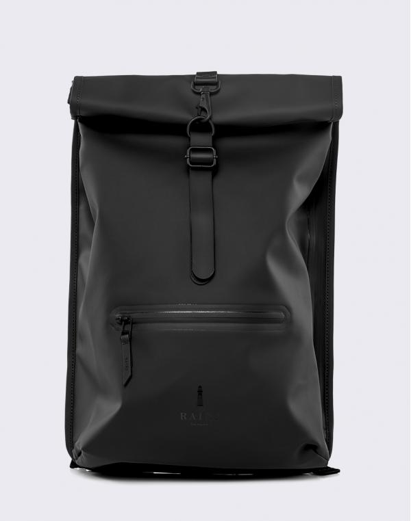 Rains Roll Top Rucksack 01 Black