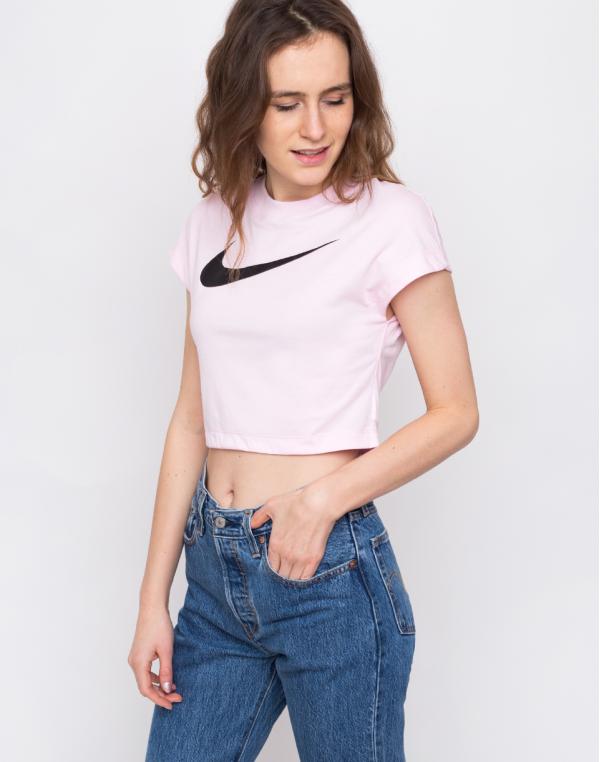 Nike Swoosh Sportswear Crop Top Pink Foam /Black M