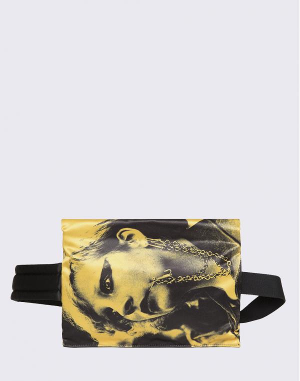 Eastpak Raf Simons Poster Waistbag Black Satin Punk Yellow