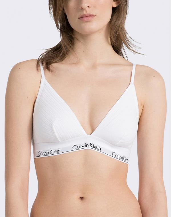Calvin Klein Unlined Triangle Rib Knit White L