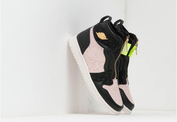 Air Jordan Wmns 1 High Zip Black/ Metallic Gold-Phantom-Silt Red