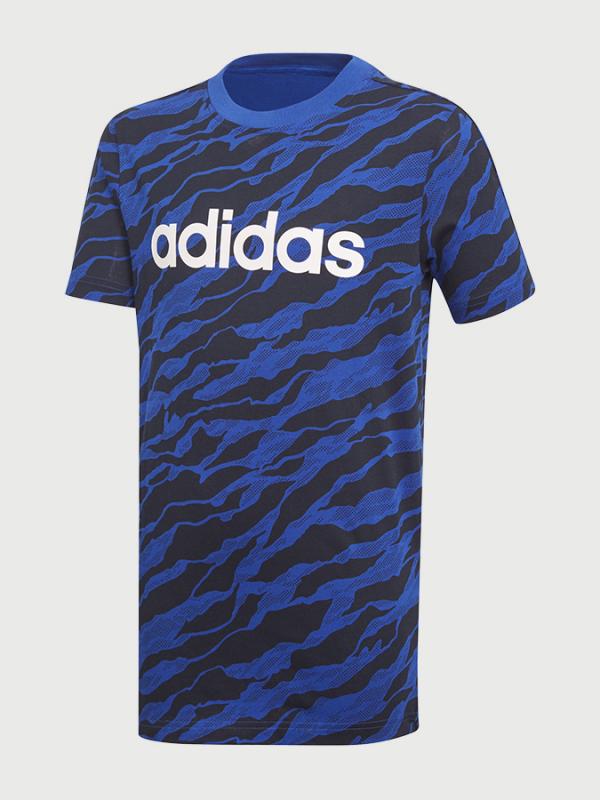 Tričko adidas Performance Yb Lin Print Te Modrá