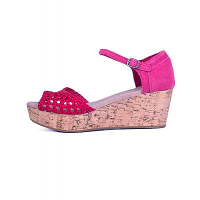 Sandály Toms Platform Wedges raspberry satin woven
