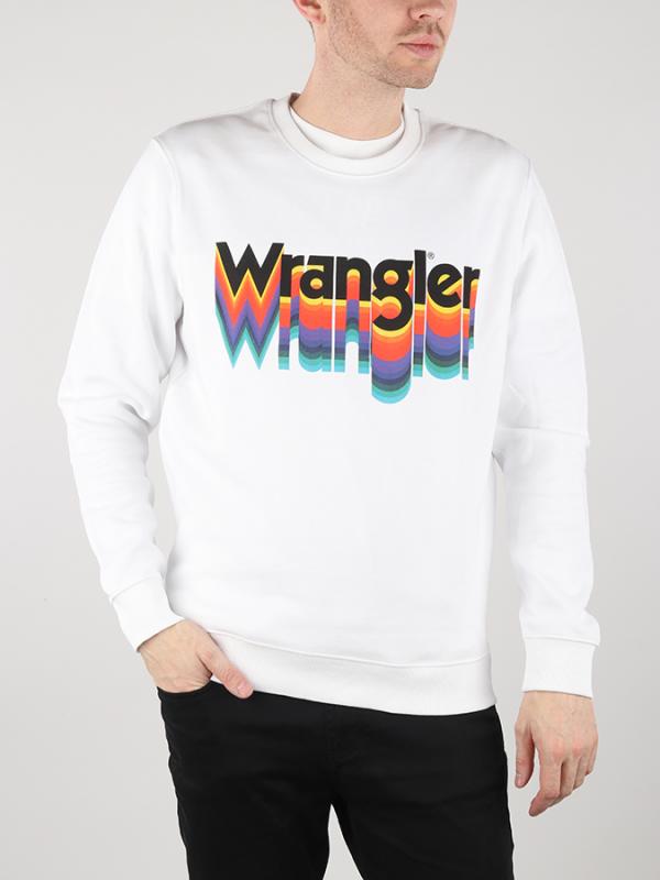 Mikina Wrangler Crew Sweat White Bílá
